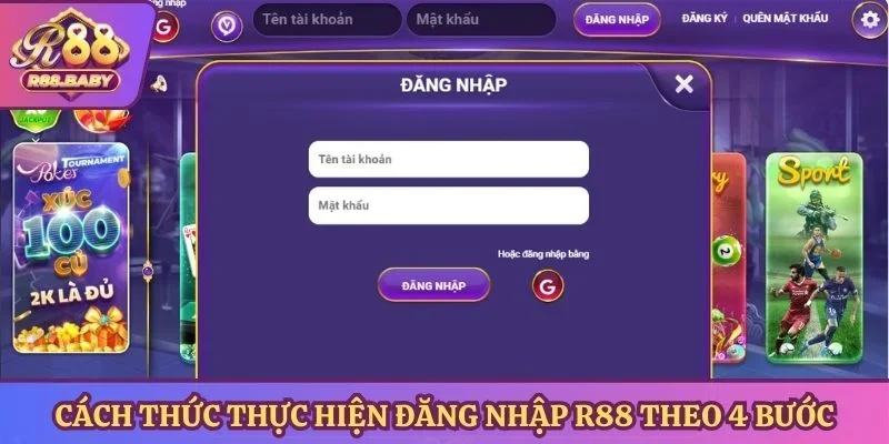 Cách thức thực hiện đăng nhập R88 theo 4 bước