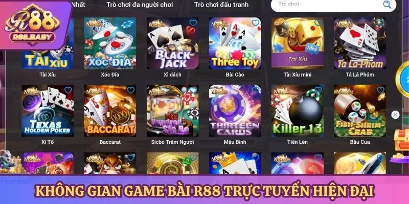 Không gian game bài R88 trực tuyến hiện đại, dễ tiếp cận