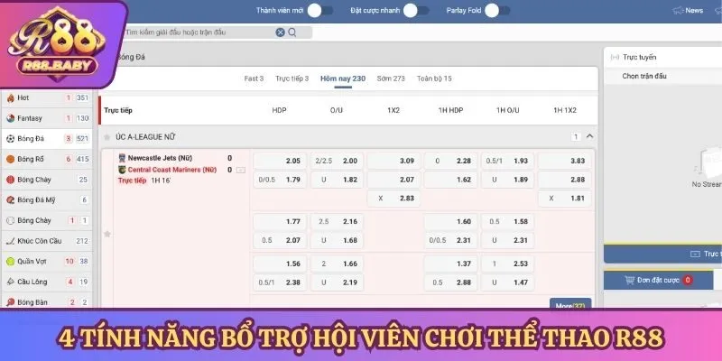 4 tính năng bổ trợ hội viên chơi thể thao R88